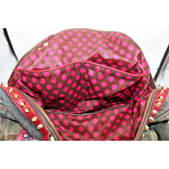 "WOW" Denim Pop Art Denim Duffel Shoulder Bag - Nicole Lee - Punk Grunge Graphic - Picture 13 of 14